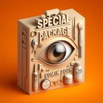 realistic image of special packages coming soon for an eye clinic with white text on an orange background